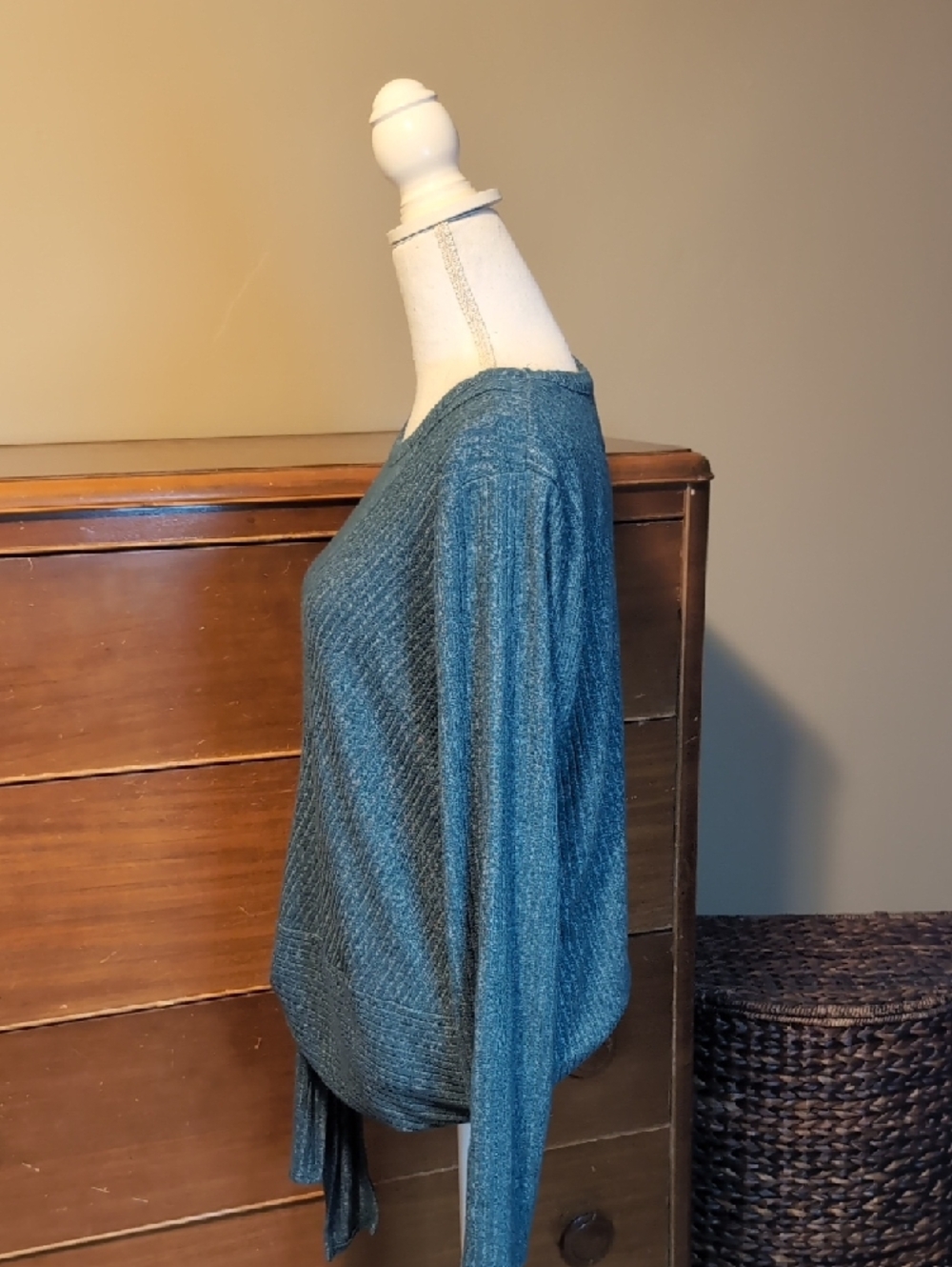 Simply Vera VERA WANG Side Tie Turquoise Top SZ L - Picture 6 of 12